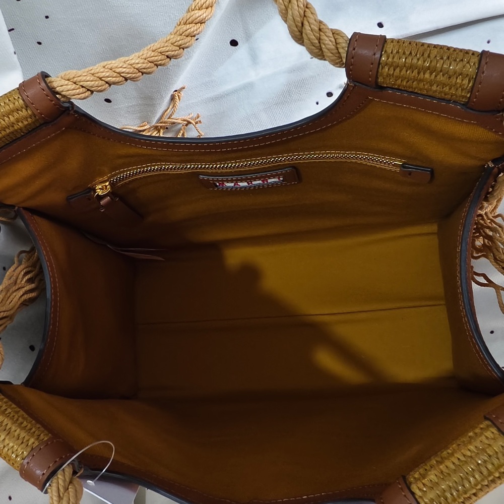 Marni Mustard Woven Tote with Braided Fringe - Picture 3 of 13